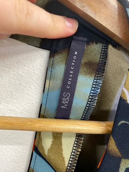 Gorgeous Marks & Spencers Midi Dress UK 14 Navy Mix Artsy Print KM001