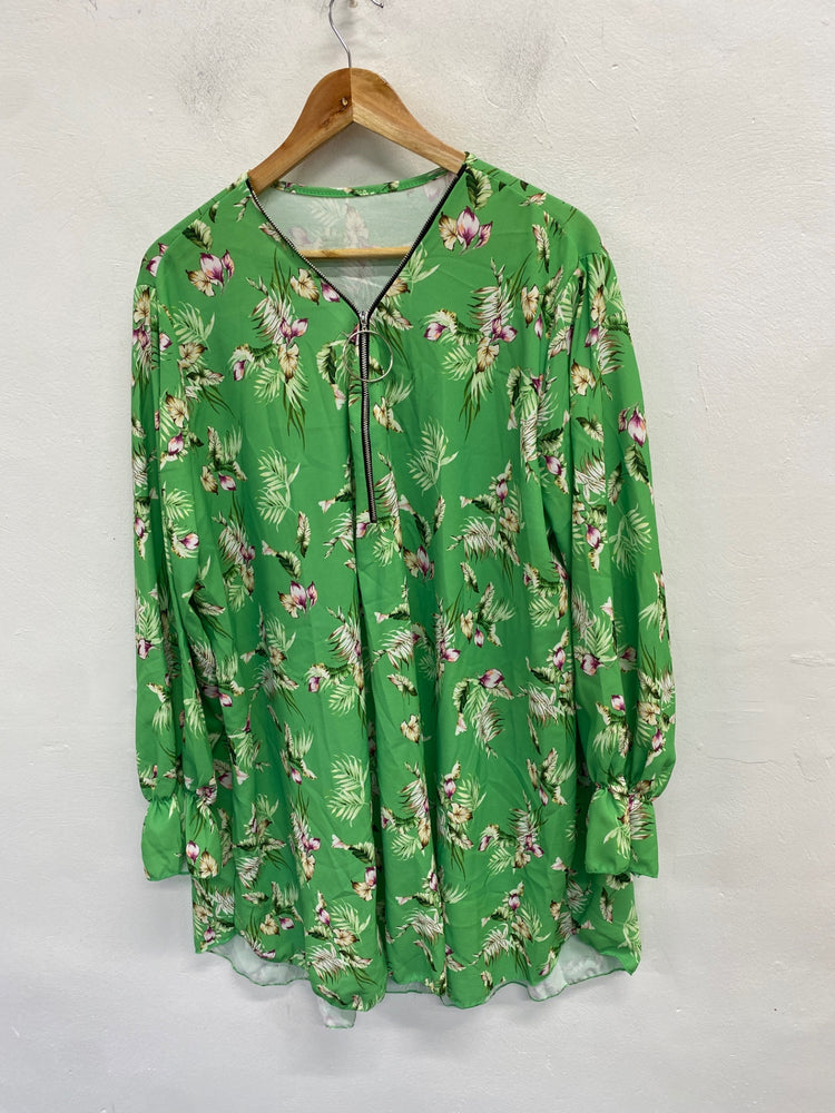 Stunning Made in Italy Midi Dress XL Green floral botanical KM001