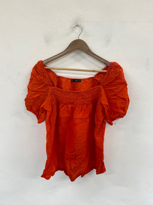 Stunning F&F Boho Chic Blouse UK 16 Orange KM001