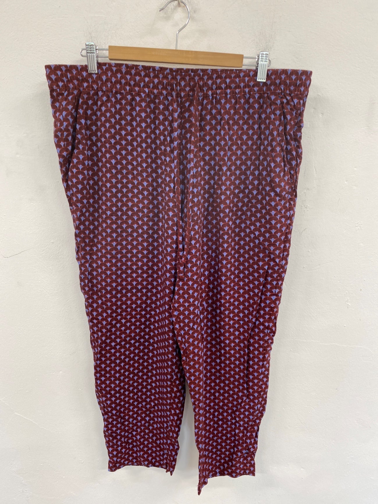  Hush Boho Chic Trousers UK 16 Navy & Red Vintage Geo Pattern KM001