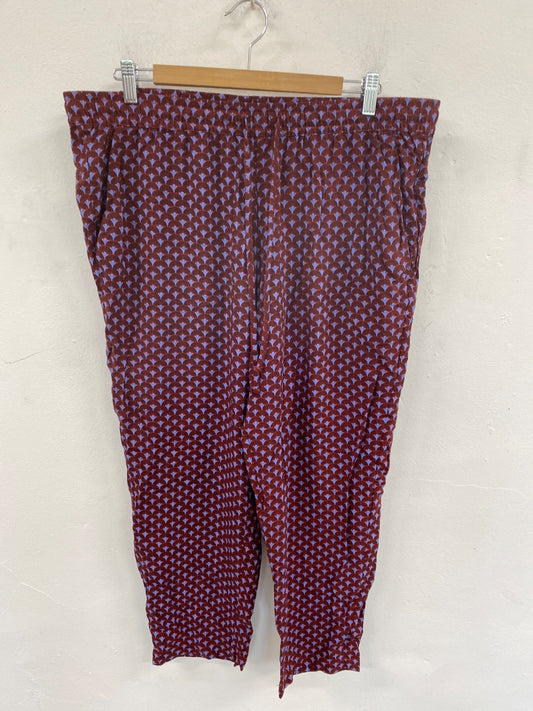  Hush Boho Chic Trousers UK 16 Navy & Red Vintage Geo Pattern KM001