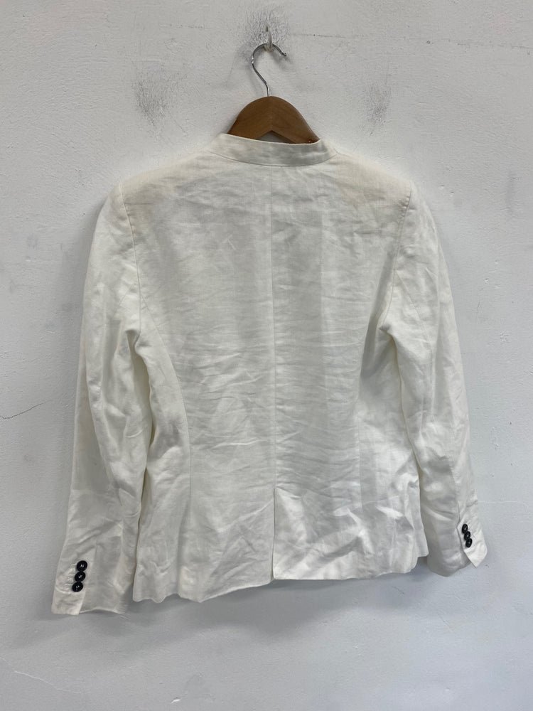 Gorgeous Zara Basic Blazer UK S Ivory Linen summer classic CP002