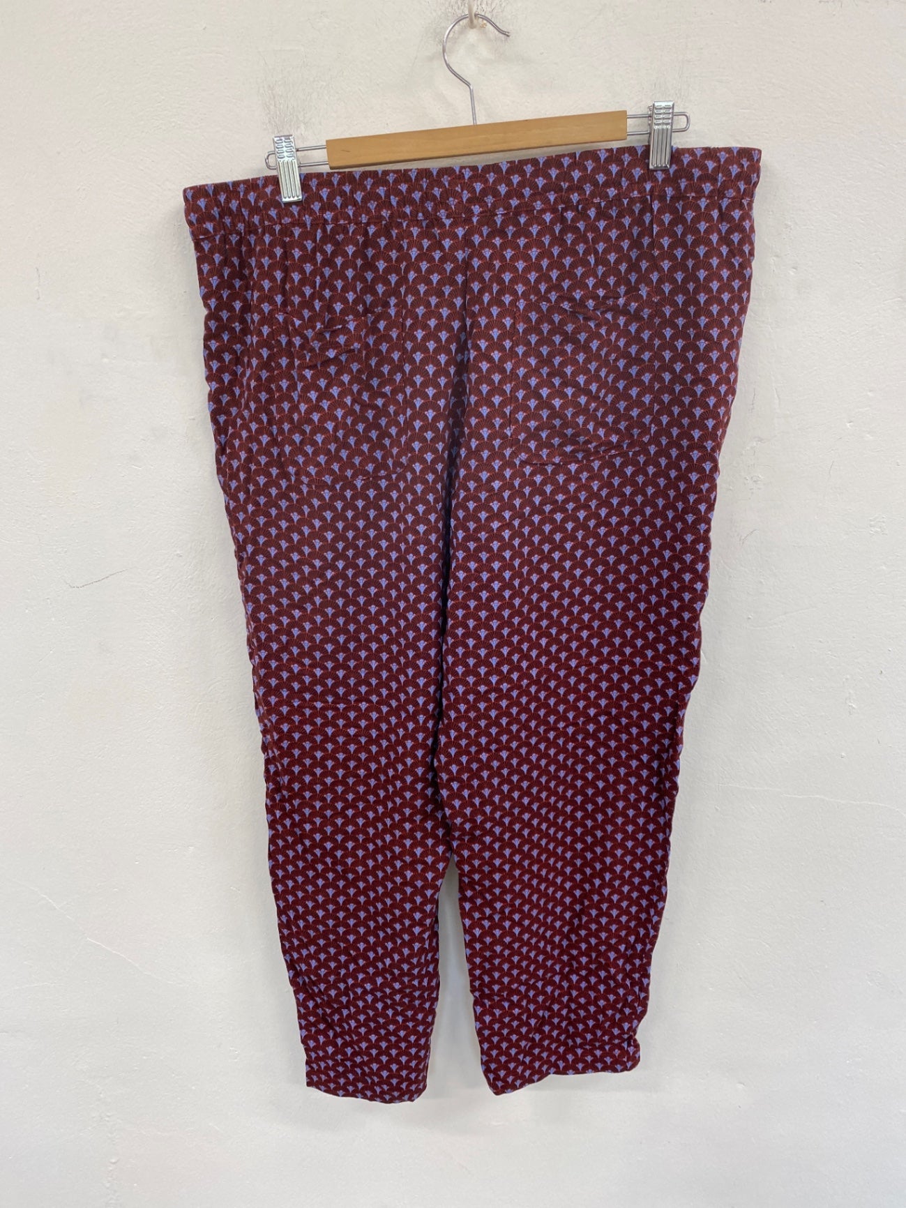  Hush Boho Chic Trousers UK 16 Navy & Red Vintage Geo Pattern KM001