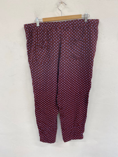  Hush Boho Chic Trousers UK 16 Navy & Red Vintage Geo Pattern KM001