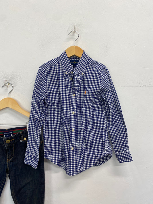 Fabulous Ralph Lauren Outfit Age 7 Blue, Black checked party KM001 #8