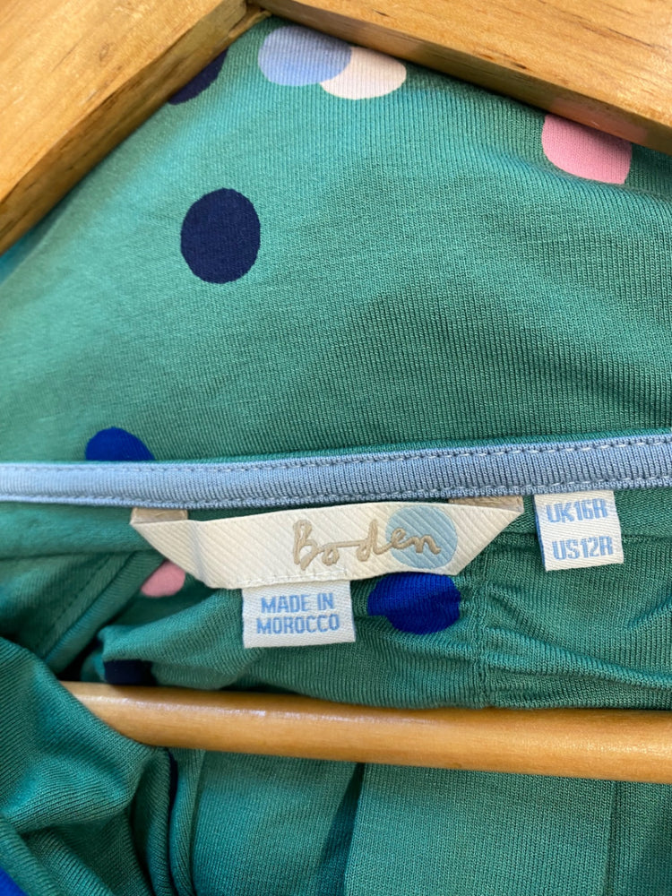 Stunning Boden tunic dress uk16 Green multicolored polka dots KM001
