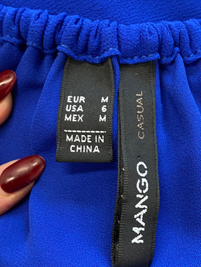 Stunning Mango Dress M Blue Halterneck floaty summer AM011