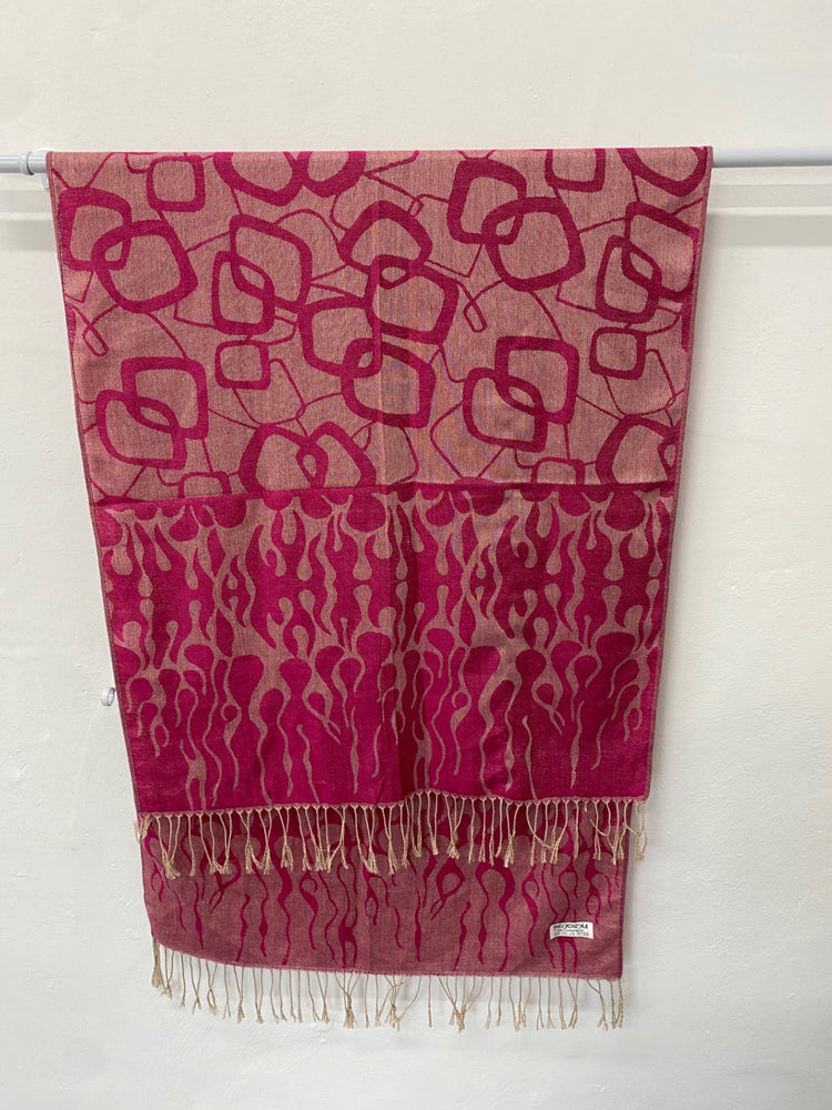 Stunning Pashmima Scarf One Size Pink and beige pattern KM001