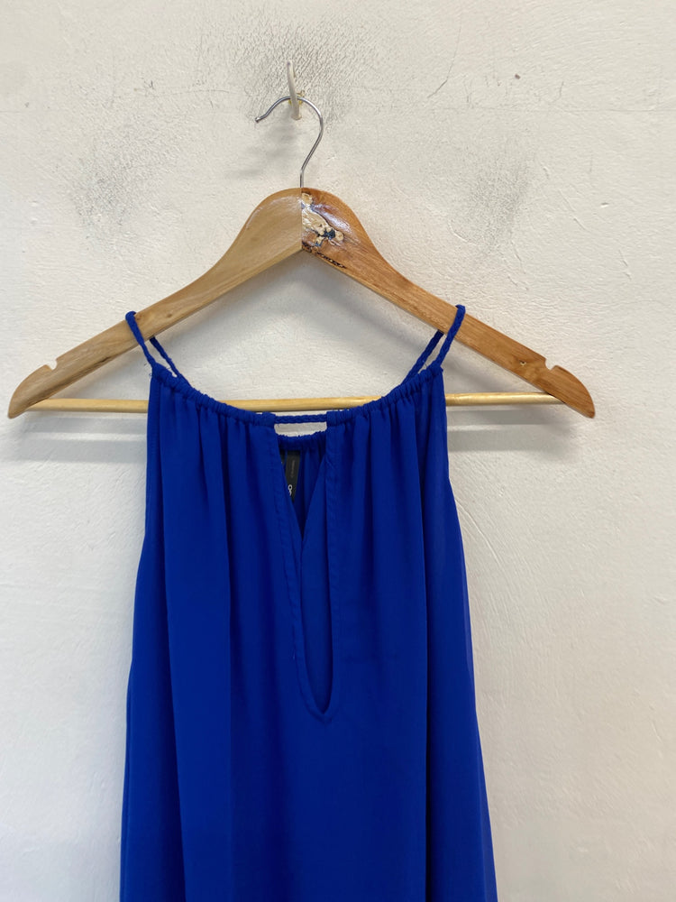 Stunning Mango Dress M Blue Halterneck floaty summer AM011