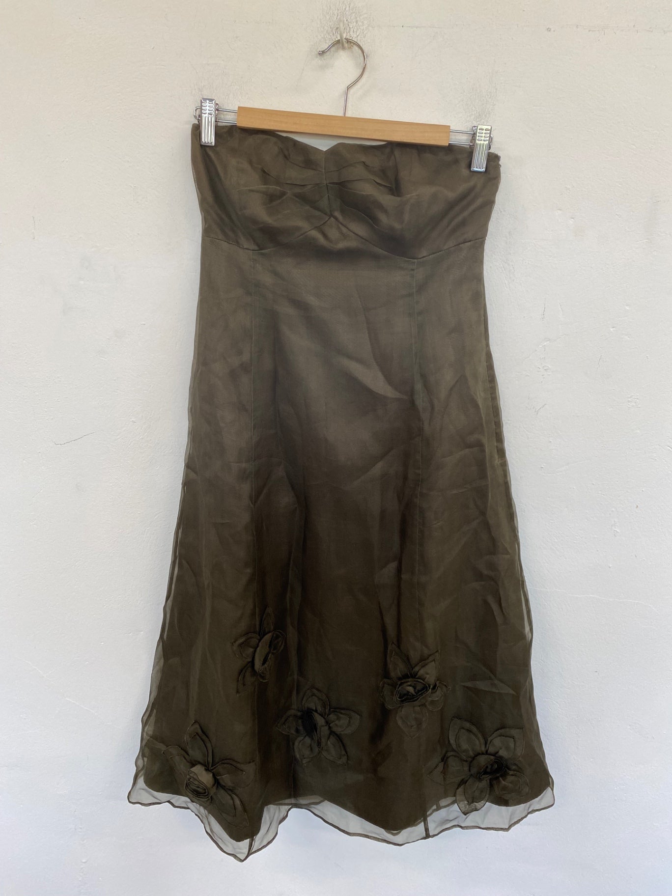 Stunning Coast Strapless Midi Dress S Olive Green AM011