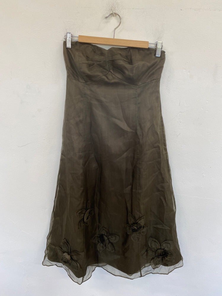 Stunning Coast Strapless Midi Dress S Olive Green AM011