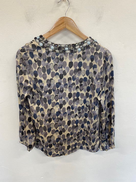 Stunning Boden Limited Edition Beaded Collar Blouse UK 8 Multicolour AM011