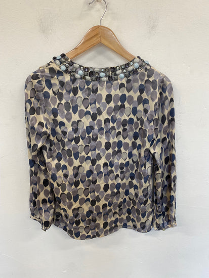 Stunning Boden Limited Edition Beaded Collar Blouse UK 8 Multicolour AM011