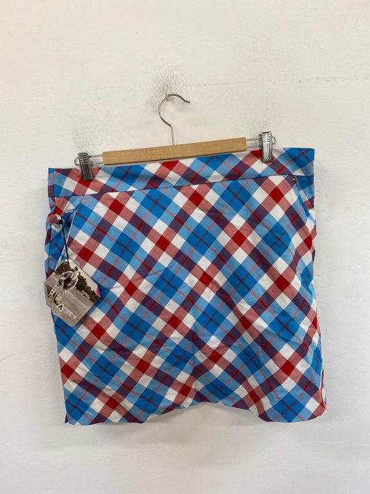 Stunning Royal & Awesome Golf Skort UK 16 Red & Blue Plaid KM001
