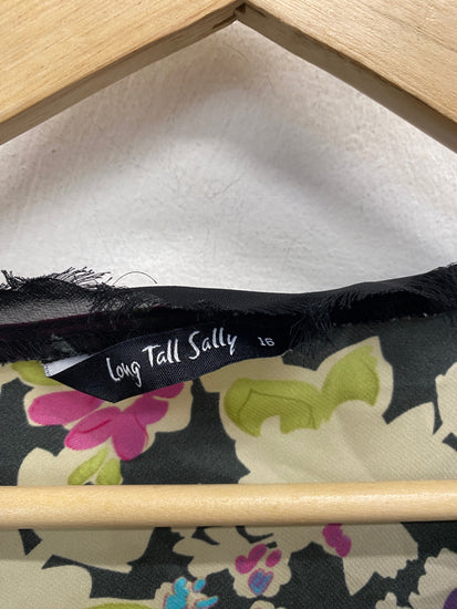 Stunning Long tall sally Short sleeve top UK 16 Multicolor floral sequin KM001