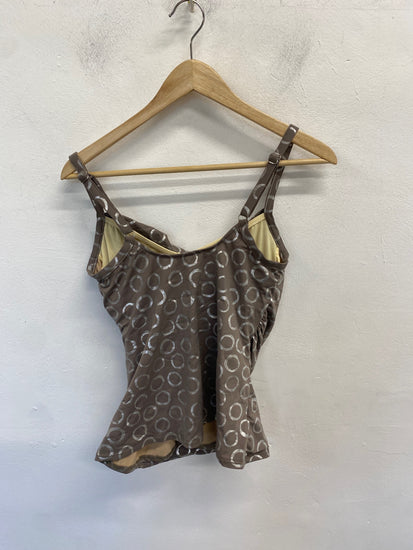 Stunning Magic suit Swimsuit top UK 16 Grey silver polka KM001