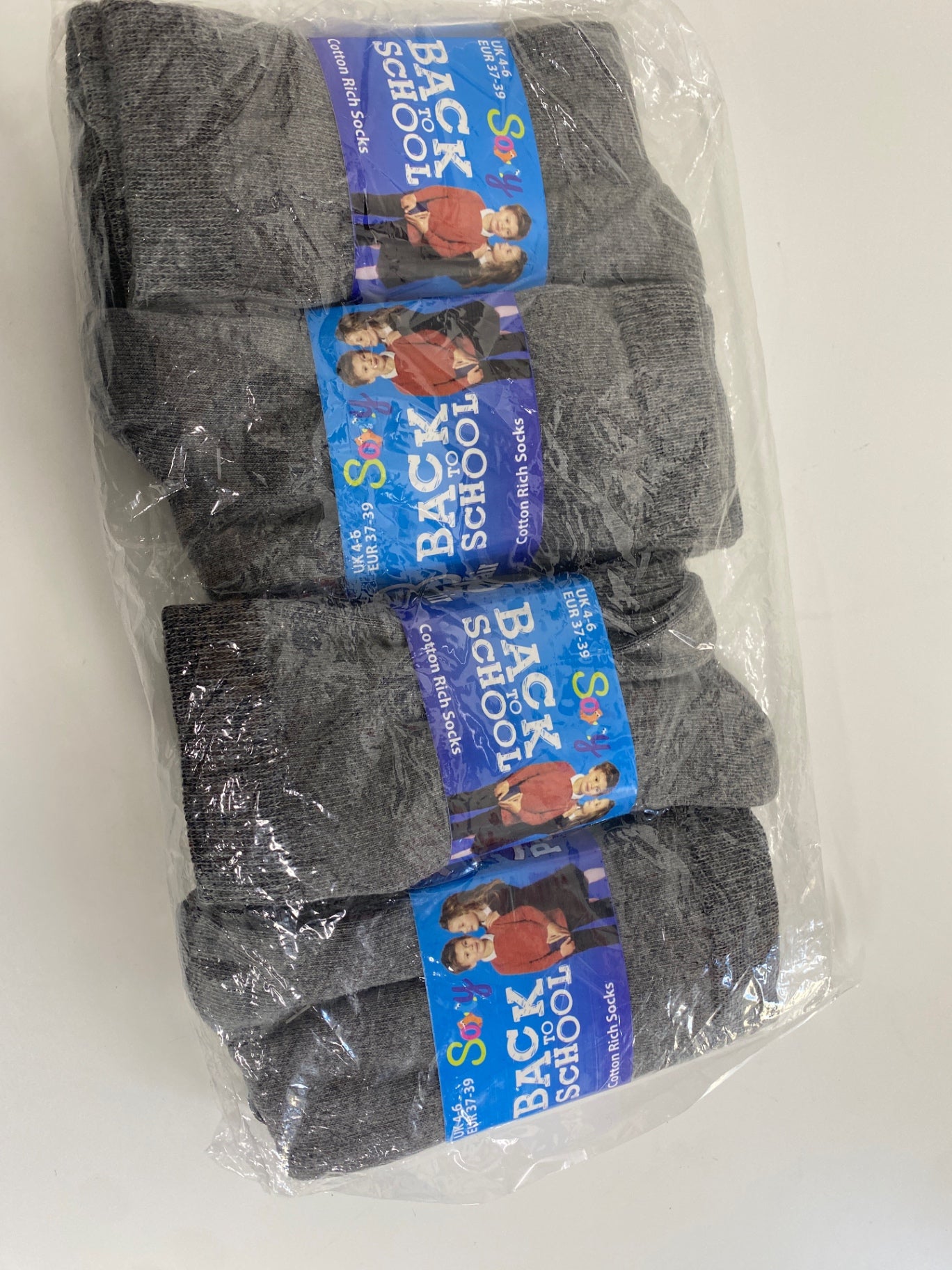 Lovely Socks Uk 4-6 Grey back to school KM001