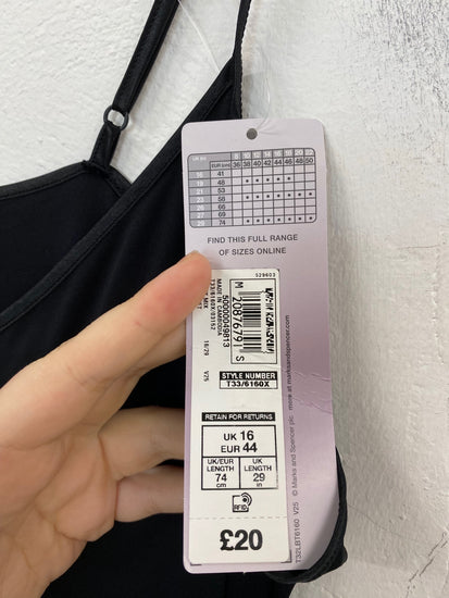 Stunning Marks & Spencers Slip Dress UK 16 Black KM001