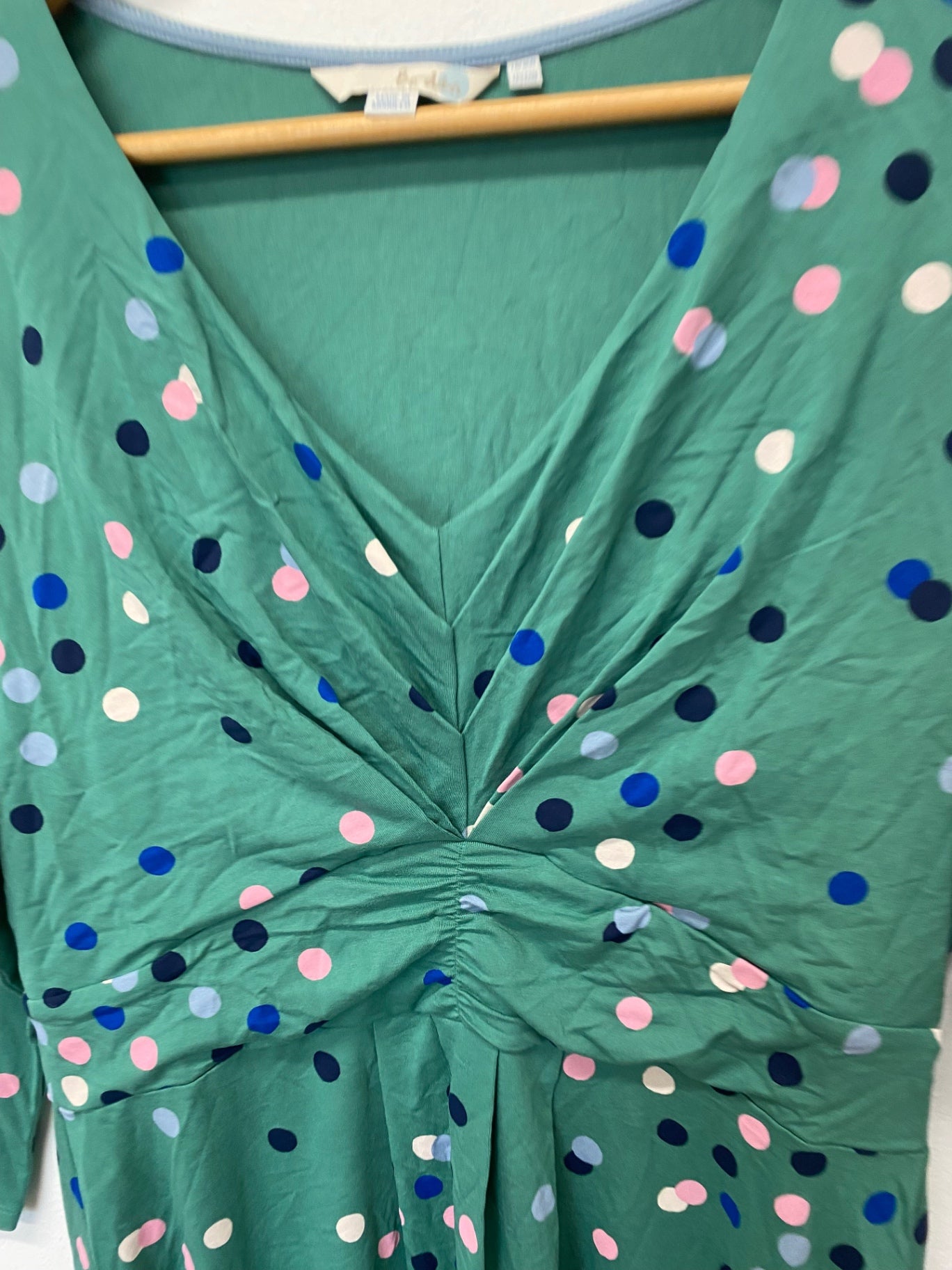 Stunning Boden tunic dress uk16 Green multicolored polka dots KM001