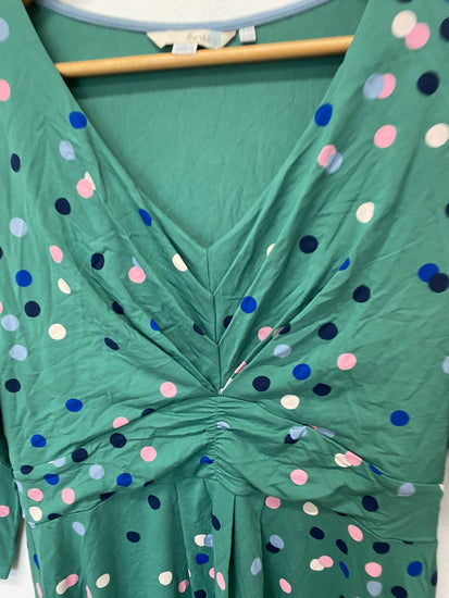 Stunning Boden tunic dress uk16 Green multicolored polka dots KM001