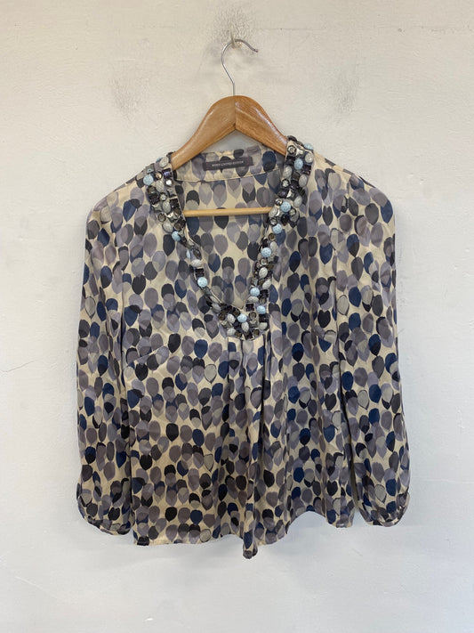 Stunning Boden Limited Edition Beaded Collar Blouse UK 8 Multicolour AM011
