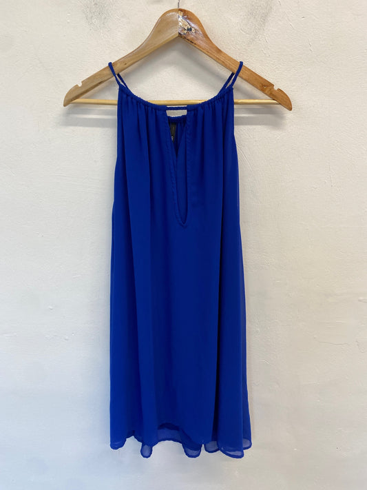 Stunning Mango Dress M Blue Halterneck floaty summer AM011
