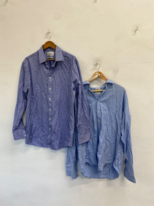 Fabulous Charles Tyrwhitt Shirts 17.5 collar by 44 Blue KM001#4