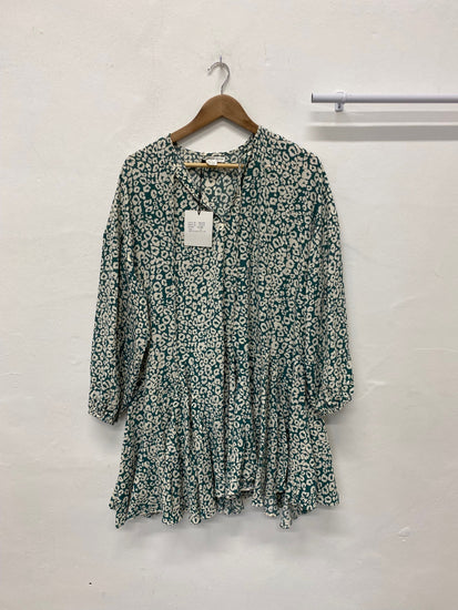 Stunning Glamorous Bloom Maternity Dress uk12 Green & Ivory