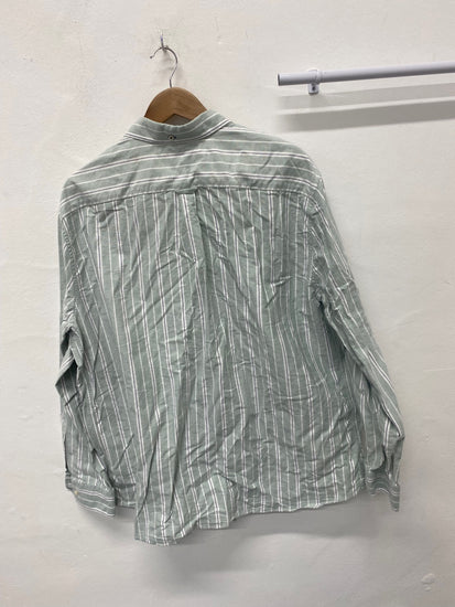 Stunning M&S Heritage Button-Up Shirt 3XL Green striped classic AM006