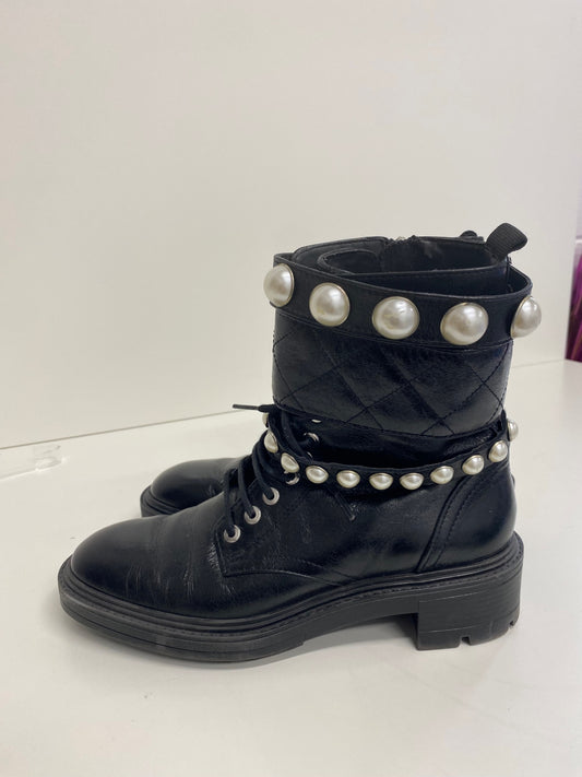 Stunning Zara Biker Boots uk4 Black pearl detail BB001