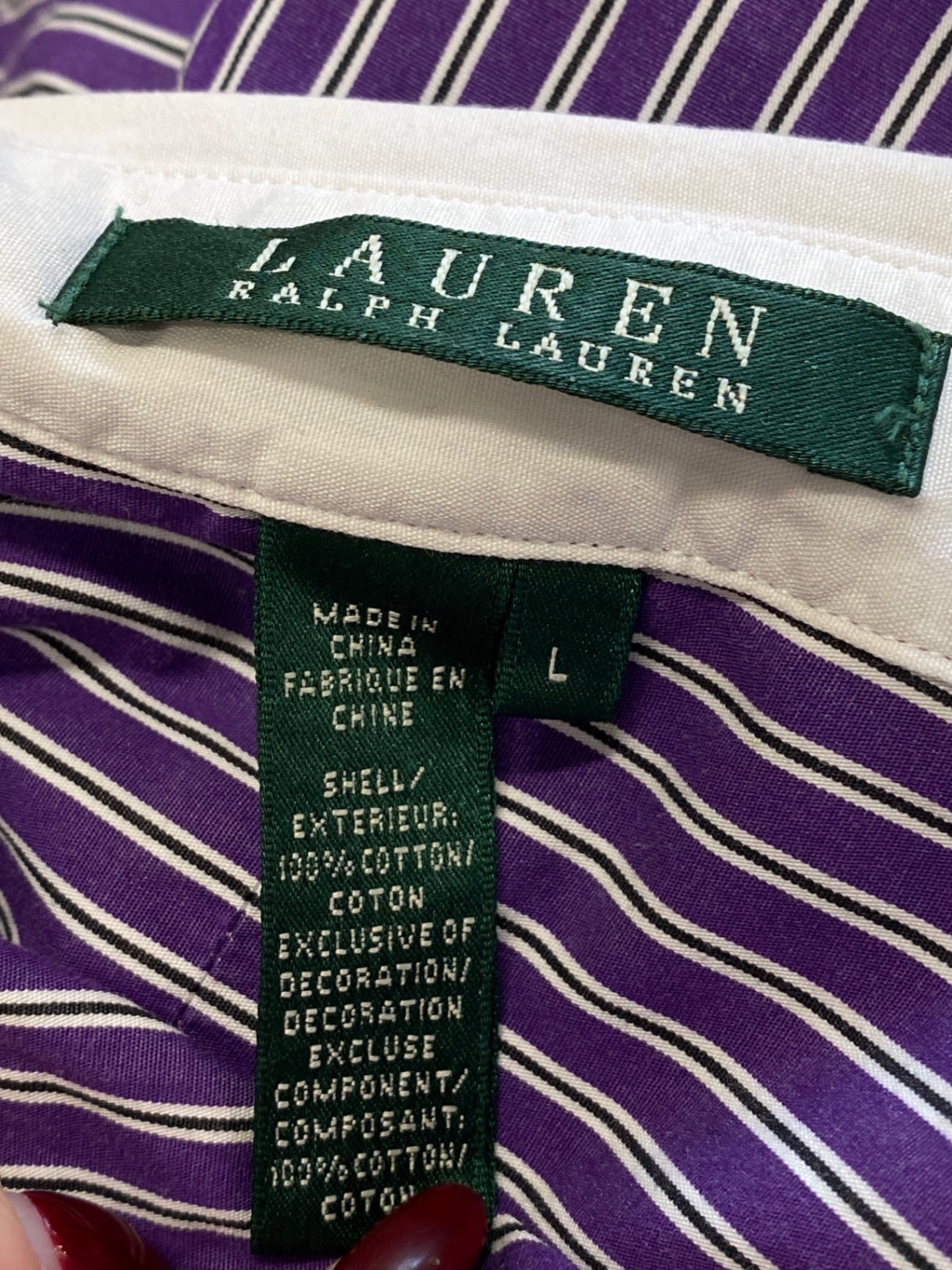 Classic Lauren Ralph Lauren Shirt Age 14-16 Purple and white striped BB001