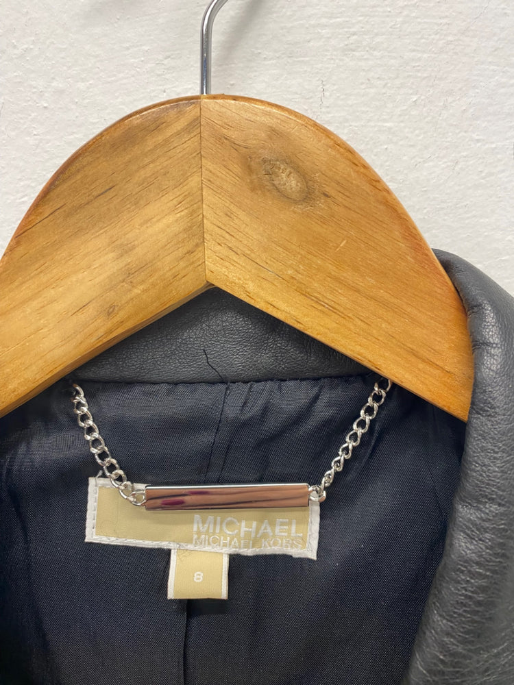 Stunning Michael Kors Blazer uk12 Black leather BB001