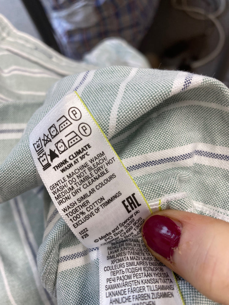 Stunning M&S Heritage Button-Up Shirt 3XL Green striped classic AM006