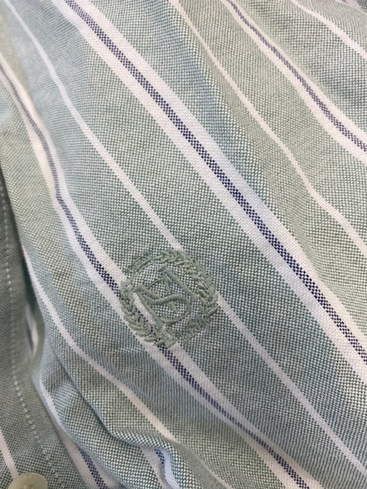 Stunning M&S Heritage Button-Up Shirt 3XL Green striped classic AM006