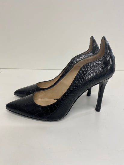 Stunning Massimo Dutti High heels uk4 Black Animal scalloped heel BB001