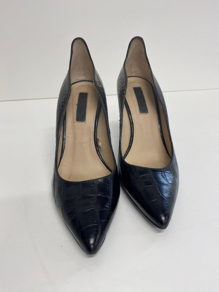 Stunning Massimo Dutti High heels uk4 Black Animal scalloped heel BB001