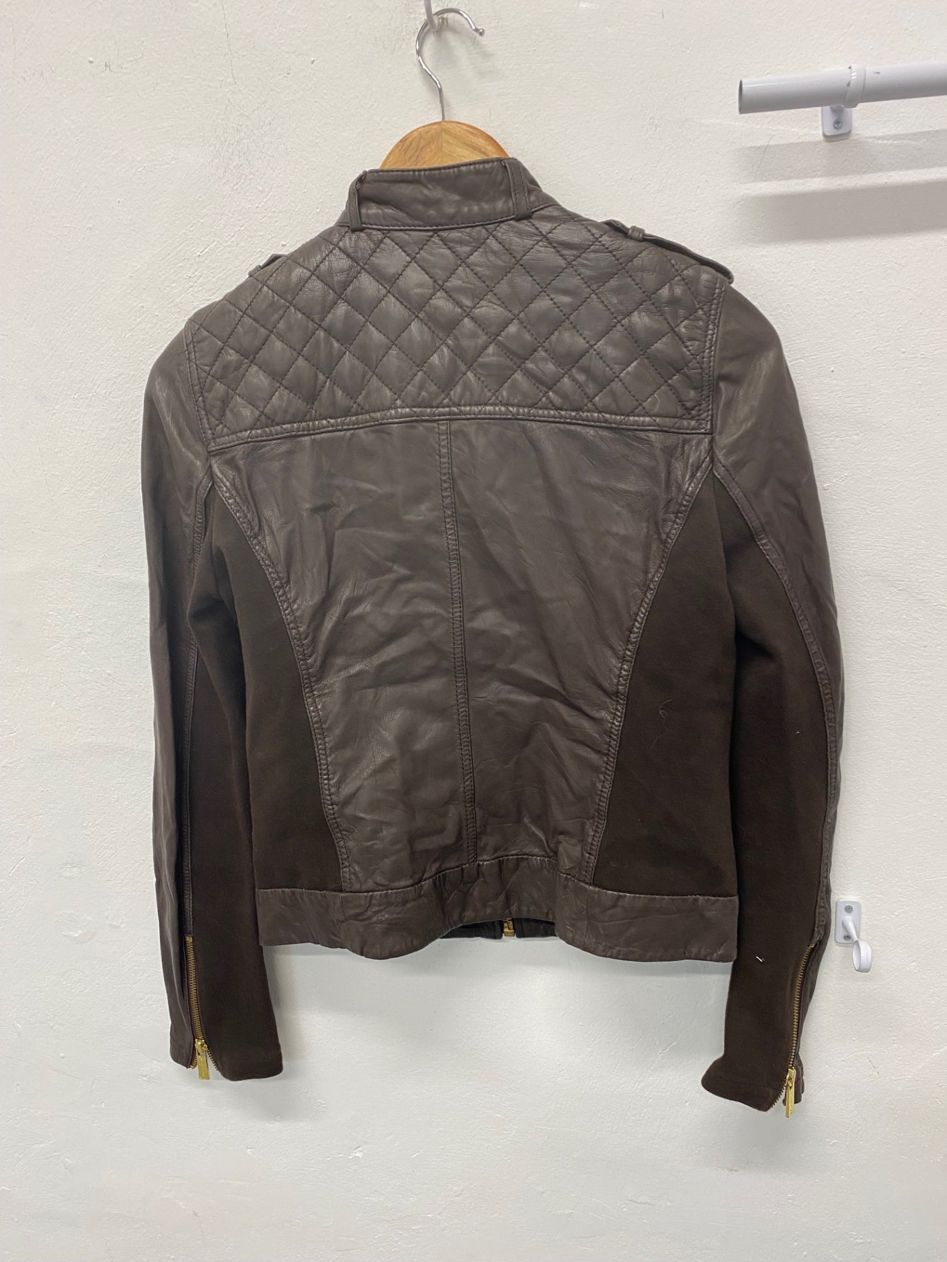 Stunning Michael Kors Biker Jacket UKM Brown Leather BB001