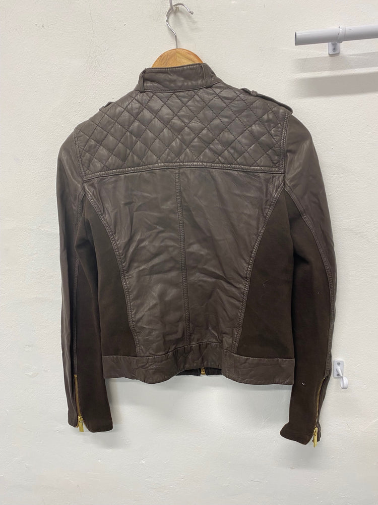 Stunning Michael Kors Biker Jacket UKM Brown Leather BB001