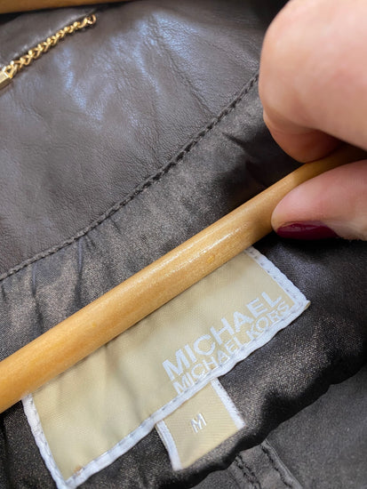 Stunning Michael Kors Biker Jacket UKM Brown Leather BB001