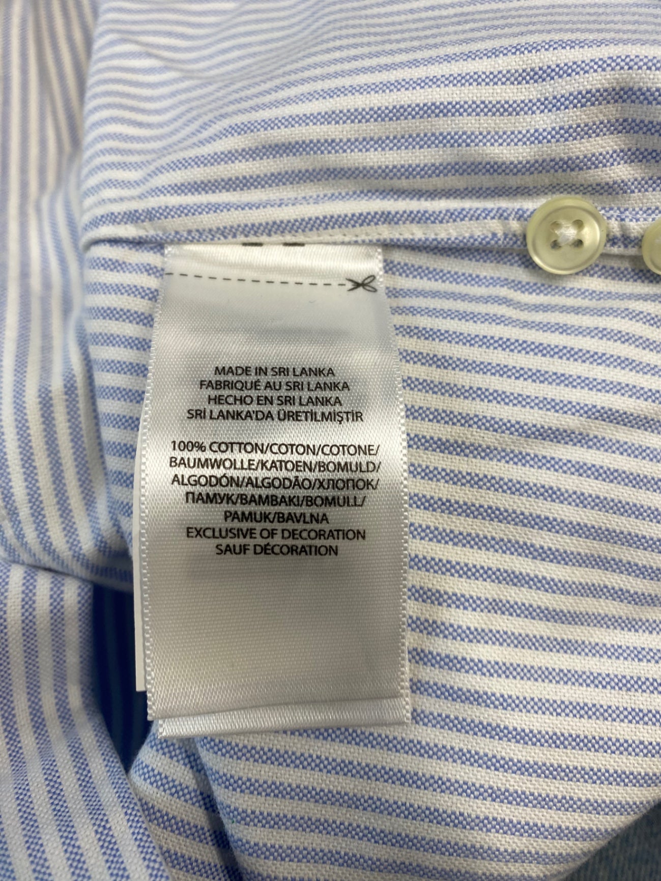 Stunning Polo Ralph Lauren Shirt L Light blue and white pinstripe Custom Fit AM006
