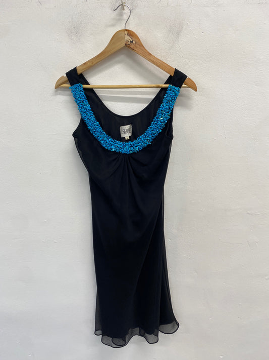 Stunning Anne Dress UK 8 Black and Blue jewel vintage AM011