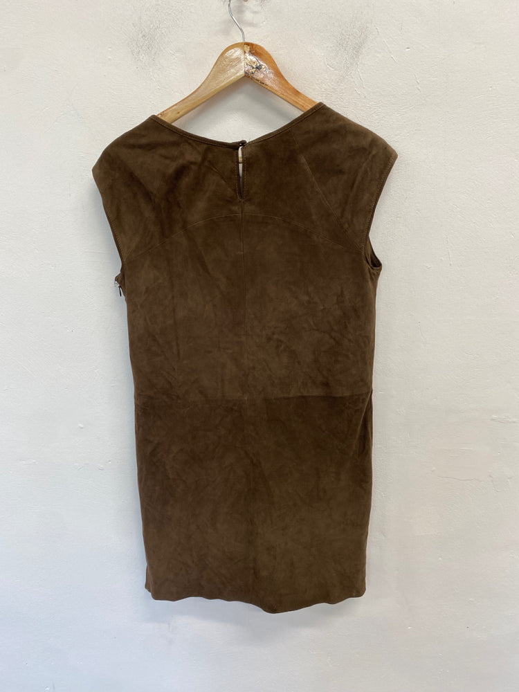 Stunning Massimo Dutti Dress S Brown suede formal BB001