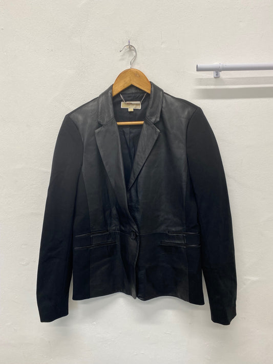 Stunning Michael Kors Blazer uk12 Black leather BB001