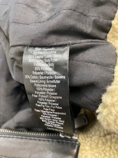 Stunning Michael Kors Leather shearling Jacket UK 10 Black Classic BB001