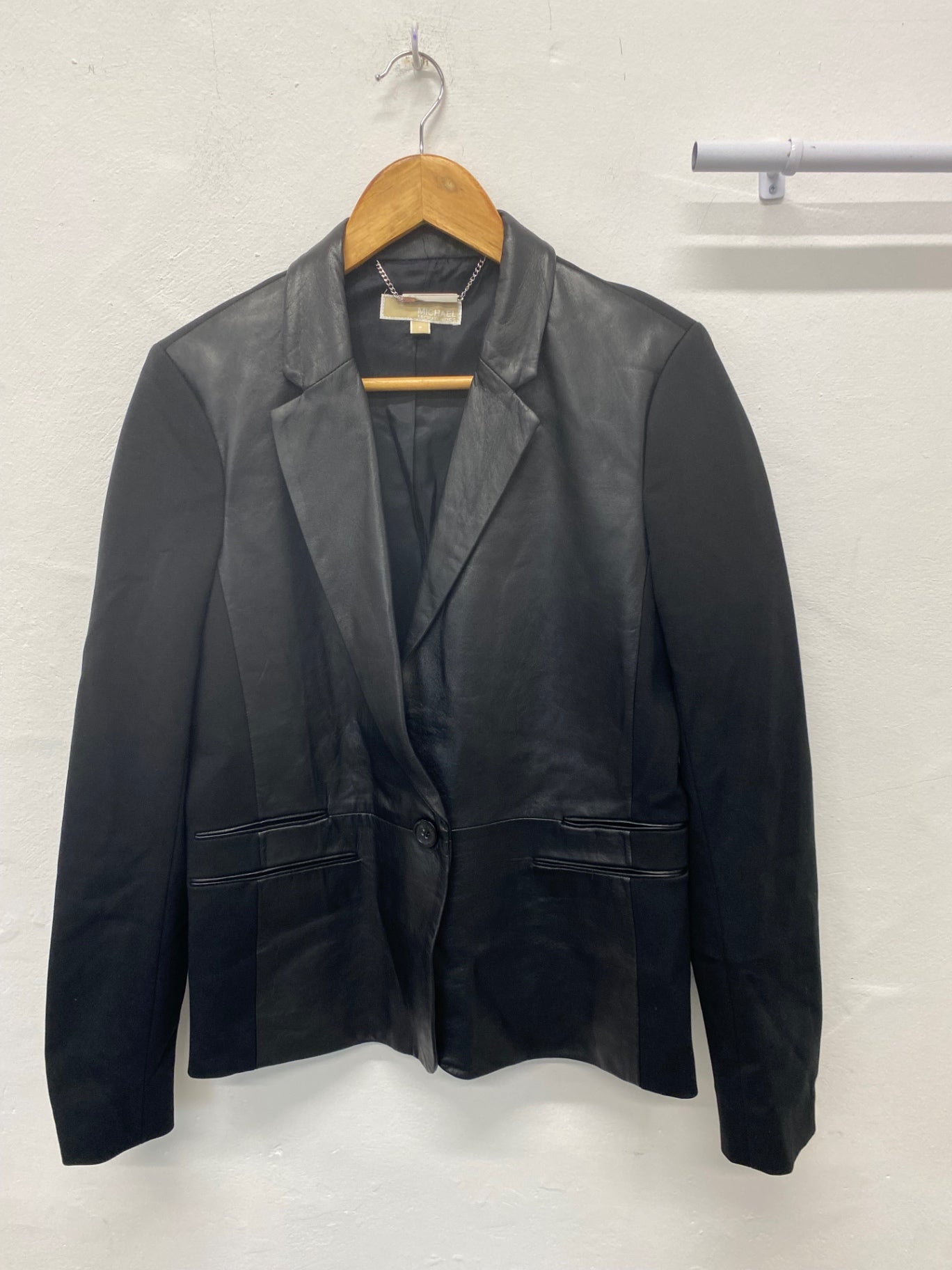 Stunning Michael Kors Blazer uk12 Black leather BB001