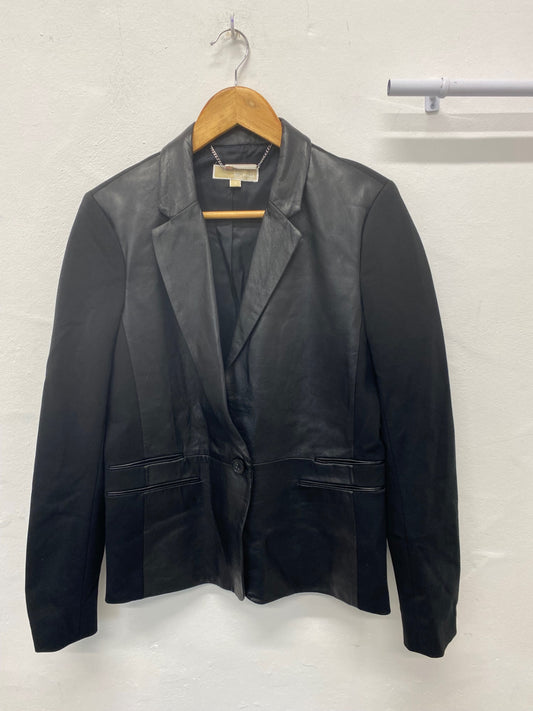 Stunning Michael Kors Blazer uk12 Black leather BB001