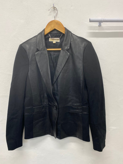 Stunning Michael Kors Blazer uk12 Black leather BB001