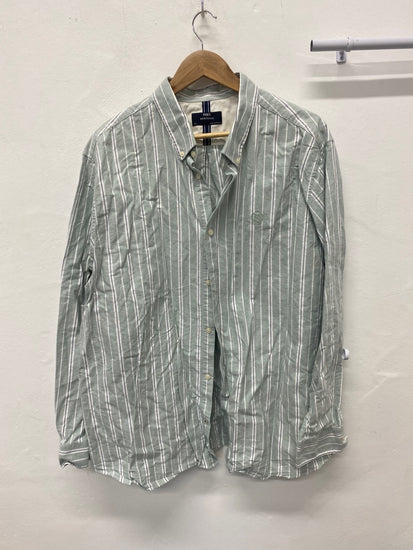 Stunning M&S Heritage Button-Up Shirt 3XL Green striped classic AM006