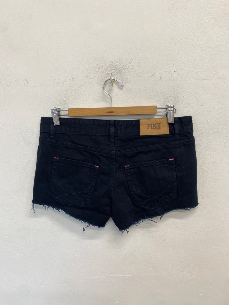 Stunning Victoria secrets pink Shorts Uk 6 Black festival summer BB001