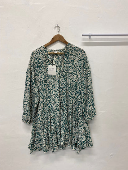 Stunning Glamorous Bloom Maternity Dress uk12 Green & Ivory